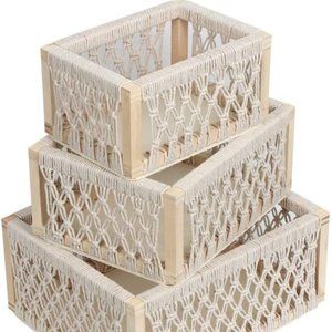 ⬇️ 3pc UO Macrame Woven Boho Storage Baskets Decor